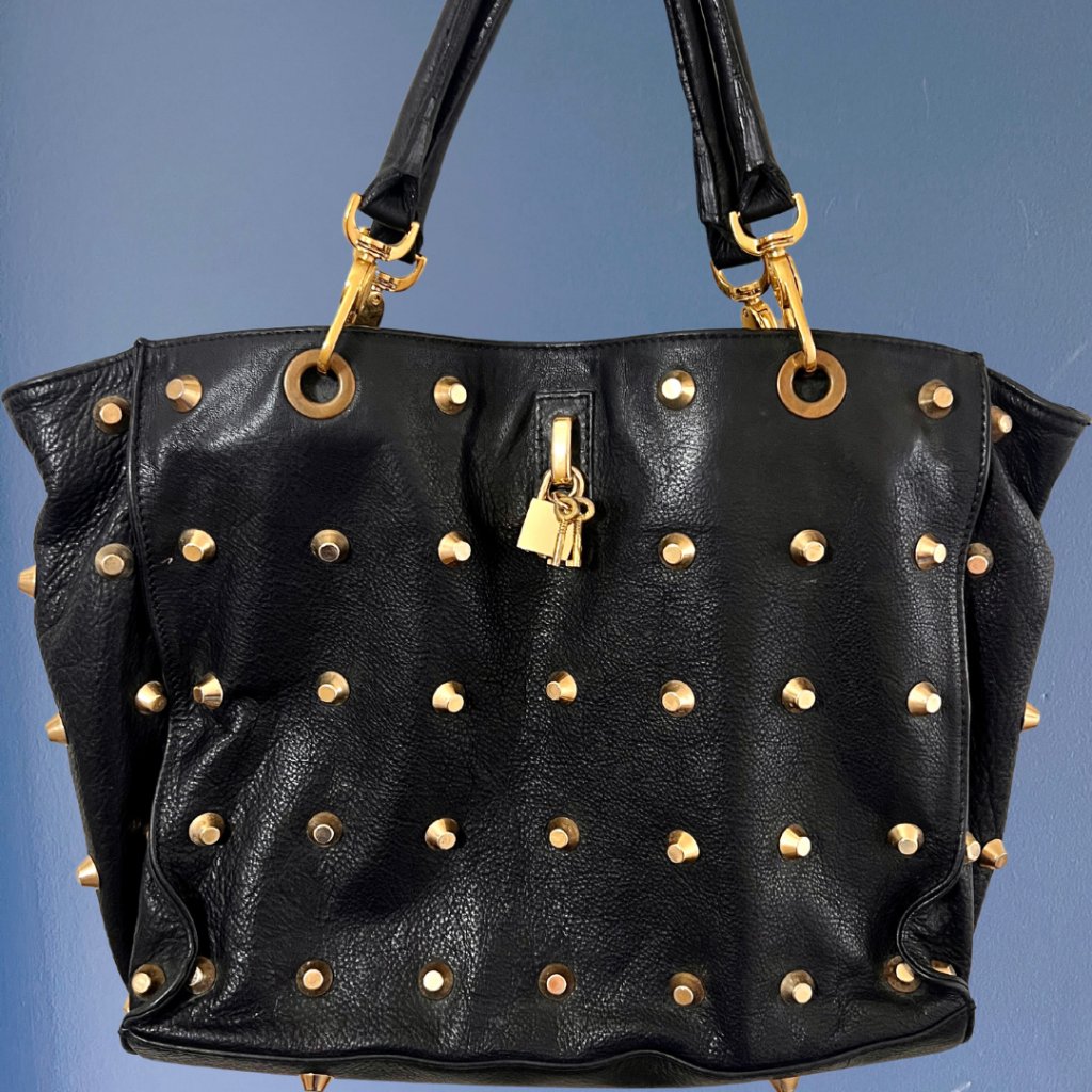 *Vintage* Italian Y2k Leather Studded Handbag I Made In Italy